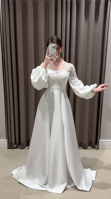 White Evening Gown Elegant Dress Long Sleeve Wedding Dresses fg3507 formalgowns