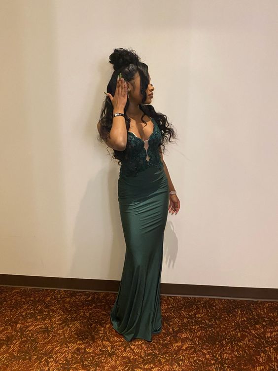 emerald green prom dress black girl