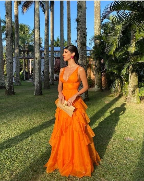 Orange long prom dresses evening dresses party dresses formal dress formalgowns