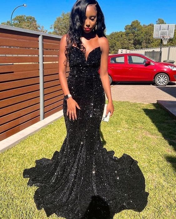 Black Prom Dress Mermaid Prom Dress Fashion Prom Dress fg1725 formalgowns