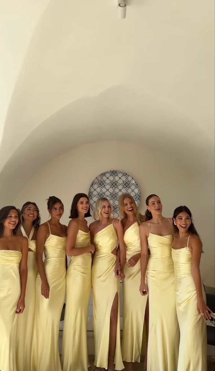 Yellow Bridesmaids Dresses Prom dress satin long dress(There are 4 styles of dresses in the picture)      fg4664