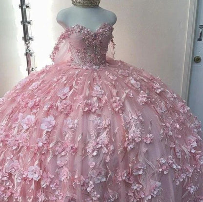 Off the shoulder quinceanera dress for girls birthday party prom dresses sweet 16 dresses pink    fg7365