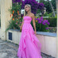 simple pink prom dress,modest evening dresses      fg1002