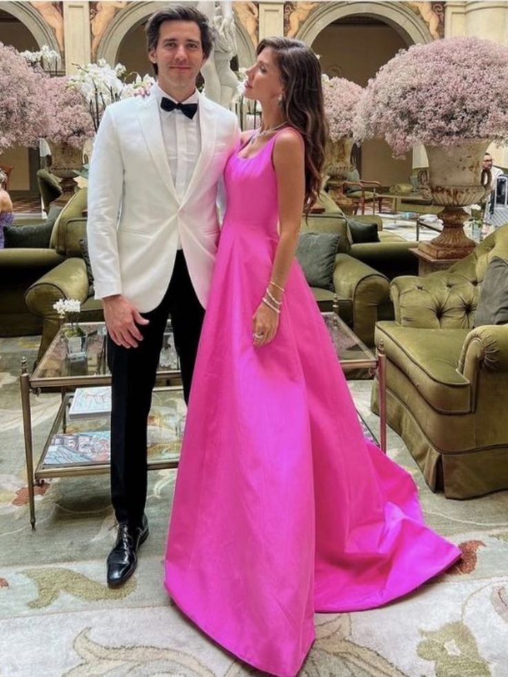 Elegant Hot Pink Long Prom Dresses     fg2343