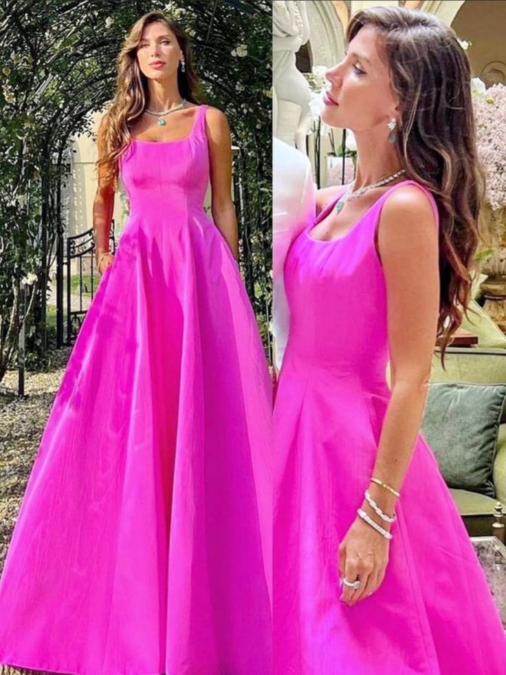 Elegant Hot Pink Long Prom Dresses     fg2343