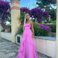 simple pink prom dress,modest evening dresses      fg1002