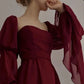 Beautiful Vintage Romantic A-line Burgundy Prom Dress Evening Dress      fg4534