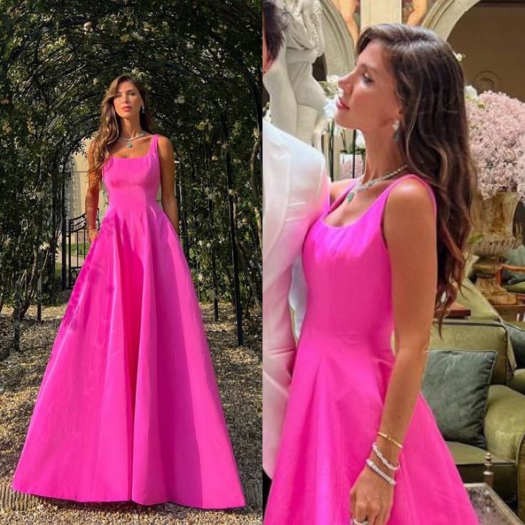 Elegant Hot Pink Long Prom Dresses     fg2343