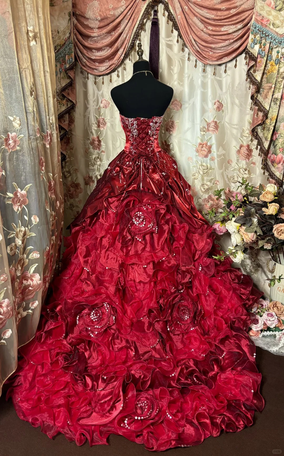 A line burgundy quinceanera dress for girls birthday party prom dresses sweet 16 dresses   fg7368