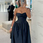 Navy Blue A Line Prom Dress Elegant Evening Party Dress     fg7316