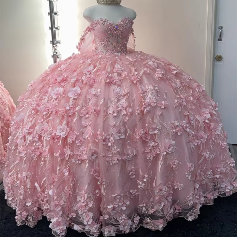 Off the shoulder quinceanera dress for girls birthday party prom dresses sweet 16 dresses pink    fg7365