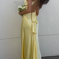 Yellow Prom Dress V Neck Evening Dress     fg4171