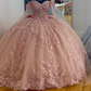 A Line Pink Quinceanera Dress Ball Gown Off Shoulder Sweet 16 Dress      fg7367