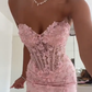 Mermaid Pink Tulle Long Prom Dress, Evening Formal Dress     fg7253