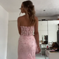 Mermaid Pink Tulle Long Prom Dress, Evening Formal Dress     fg7253