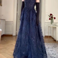 A Line Navy Blue Elegant Birthday Party Dress Long Evening Dress     fg7183