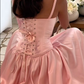 Elegant Pink Satin A-Line Long Evening Dress Bridesmaid Dress     fg7255