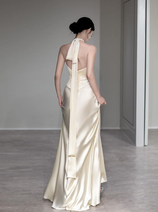 Backless Halter Long Prom Dress Elegant Evening Party Dress     fg7320