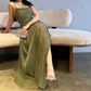 Green A Line Long Prom Dress Formal Party Dress      fg5536