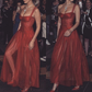 Sexy Red Evening Dress Vintage Tulle Prom Dress    fg7247