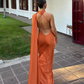 Casual Dresses Women Backless Sexy Satin Ribbon Sleeveless Elegant Lady Party Gown Long Evening Prom Dresses    fg6815