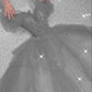 Gray Tulle Long Prom Dress Formal Dress Graduation School Party Gown   fg7058