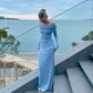 off shoulder long dress elegant tight long sleeves casual gowns    fg7068