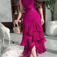 Elegant V-neck Ruffled Irregular Hem Dress Evening Dresses      fg6735