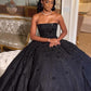 Black A line Long Prom Dress,Strapless Black Evening Dress      fg7024