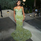 Green Mermaid Long Evening Gown Shinny Prom Dress     fg7075