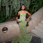 Green Mermaid Long Evening Gown Shinny Prom Dress     fg7075