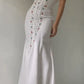 White strapless long dress elegant mermaid evening gowns    fg7071