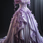 Ball Gown Straps Lilac Satin Floral Sweet 16 Dresses Evening Dress     fg7193