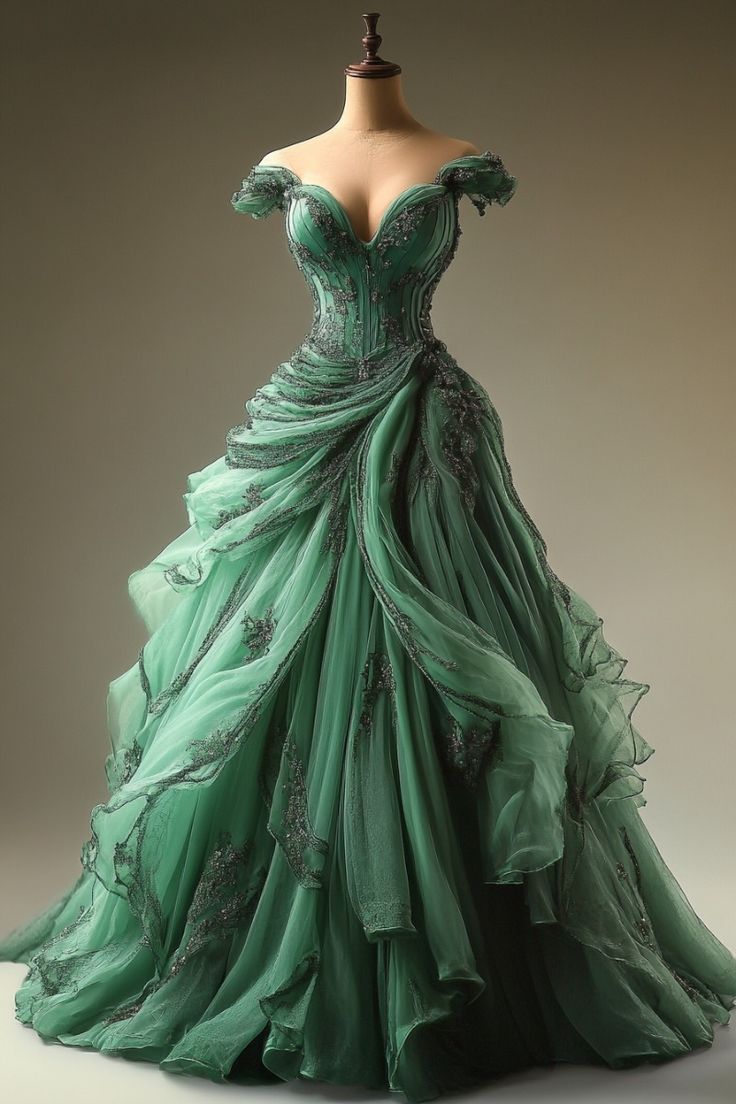 Green Ball Gown Sweet 16 Dresses Evening Dress     fg7194