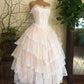 A Line Strapless Lace Long Wedding Dresses Evening Gown        fg7122