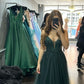 Emerald green prom dress A Line Evening Dress    fg7003