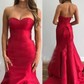 Elegant Mermaid Prom Dresses Sweetheart Tiered Floor Length Formal Party Dress Burgundy Prom Gowns     fg6609