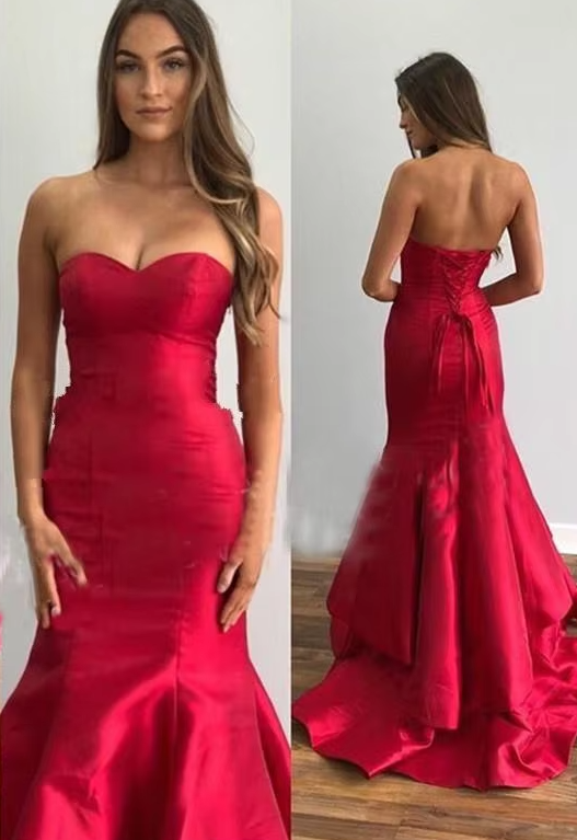 Elegant Mermaid Prom Dresses Sweetheart Tiered Floor Length Formal Party Dress Burgundy Prom Gowns     fg6609