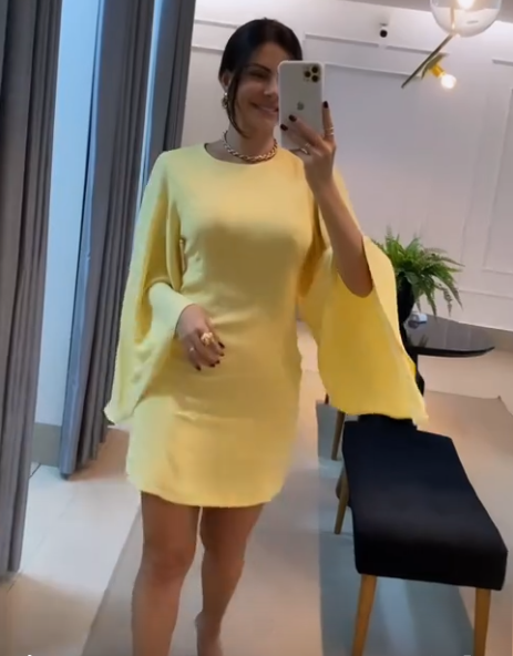 Yellow Long Sleeves Simple Short Formal Dress       fg6208