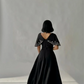 Black A line Long Prom Dress,Black Evening Dress      fg7022