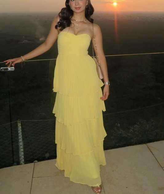 Yellow Long Prom Dresses, Evening Formal Dress     fg6420