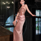 Sexy Rose Gold Party Dresses 2024 Strapless Beading Sleeveless Floor-Length Evening Gown       fg6214