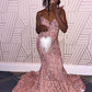 Mermaid Strapless Pink Sequins Long Prom Dress     fg6960