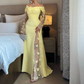 Elegant Prom Dresses Long Yellow Evening Dress Off Shoulder Formal Wedding Party Dress    fg7463