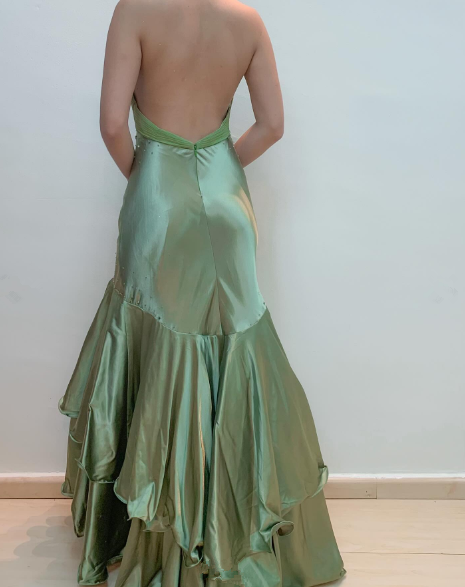 Green Vintage Beaded Long Formal Gown Evening Dress    fg6745