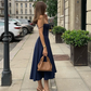 Elegant Spaghetti Strap Midi Dress A Line Party Dresses Navy Blue Casual Birthday Holiday Dress      fg6543