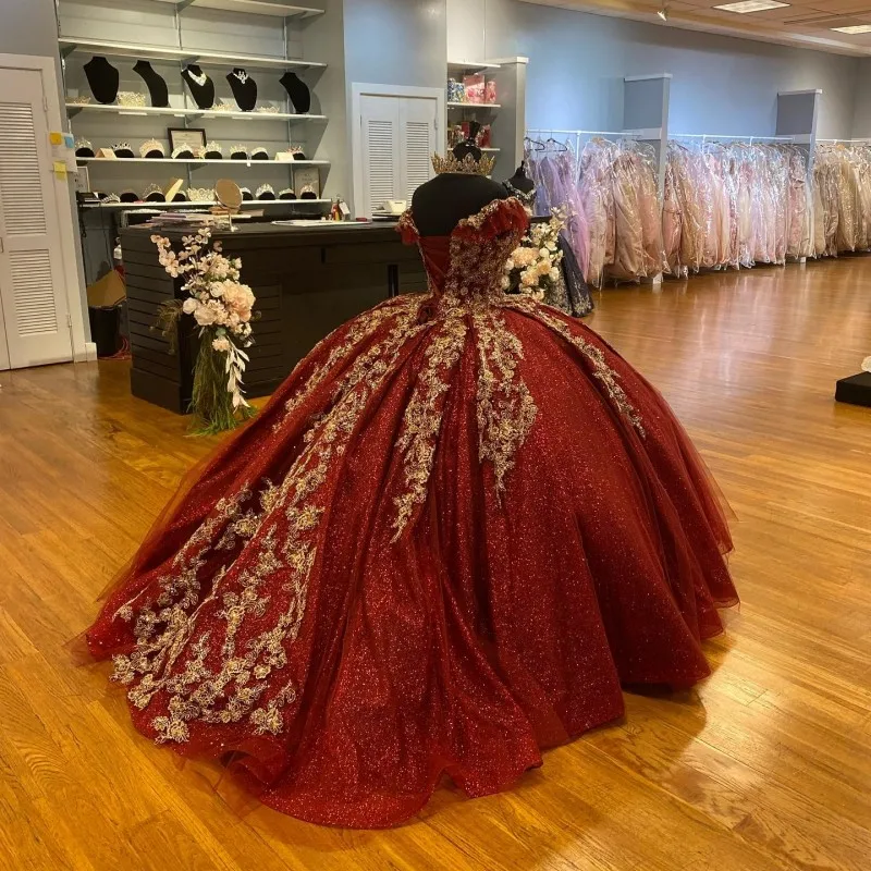 Dark fashion red quinceanera dresses