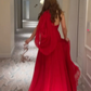 Red Evening Dress, Side Slit Party Dress For Women      fg6266