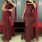 Elegant Mermaid Prom Dresses Floor Length Formal Party Dress Burgundy Prom Gowns     fg6610