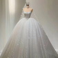 A Line Shinny Long Wedding Dress Strapless Bridal Gown   fg7507